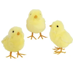 Decoración De Animales|Decoración De Pascua>DecoWoerner Set De 3 Pollitos Decorativos En Caja De 11 Cm amarillo