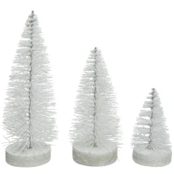 Decoración Temática|Árboles De Mesa Y Ramas De Abeto>DecoWoerner Set De 3 árboles En Miniatura De Color blanco