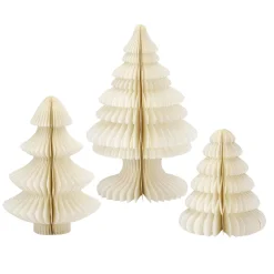 Decoración Temática|Figuras De Navidad>DecoWoerner Set De Abetos De Papel Nido De Abeja De Lujo 3 Piezas blanco