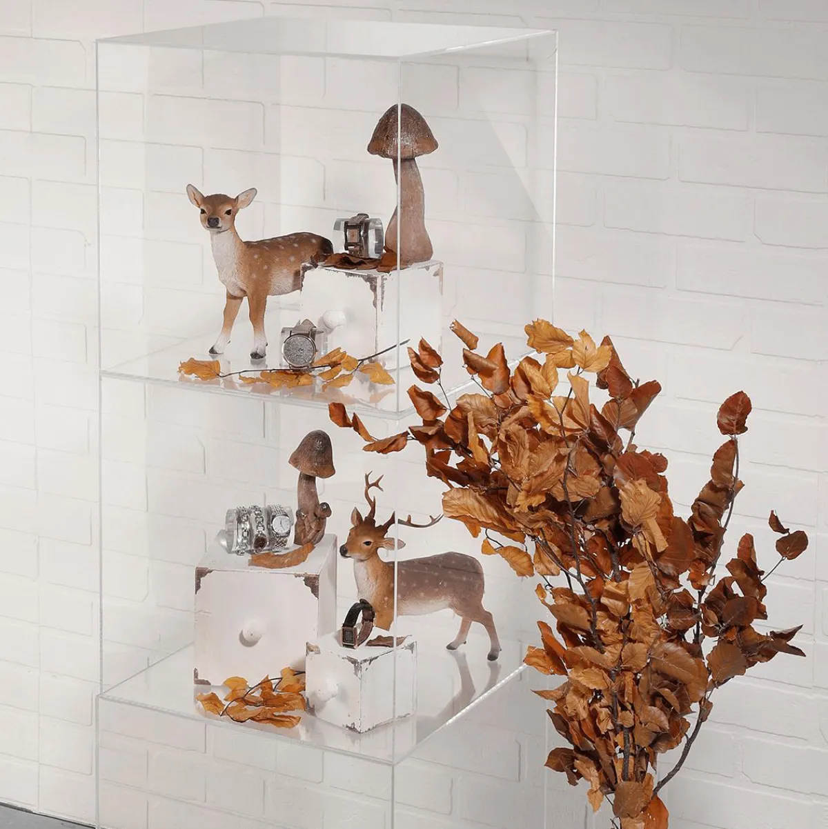 Decoración De Otoño>DecoWoerner Seta Decorativa De 15 Cm De Altura Y 6 Cm De Diámetro Con 4 Setas Pequeñas Recién Llegadas marrón