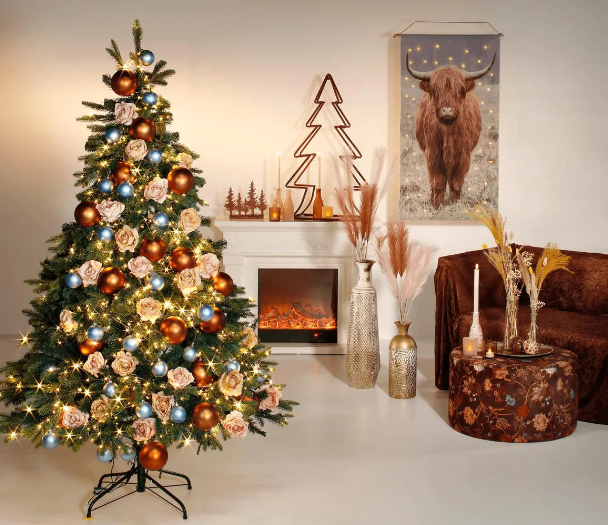 Figuras De Navidad>DecoWoerner Silueta De Abeto Metálico Patinado 49 X 23 X 90 Cm marrón