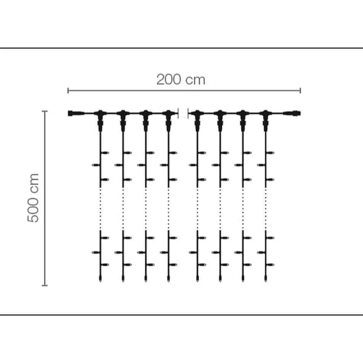 Luces De Navidad>DecoWoerner Sistema De Cortina De Luz LED Profesional IP67, 500 Cm Sin Cable De Alimentación, Negro