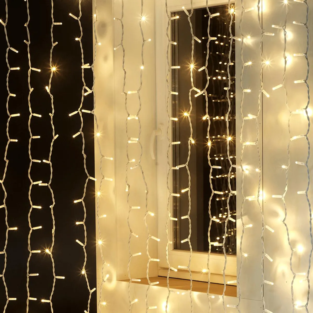 Luces De Navidad>DecoWoerner Sistema De Cortina De Luz LED Profesional IP67, 500 Cm Sin Cable De Alimentación, blanco