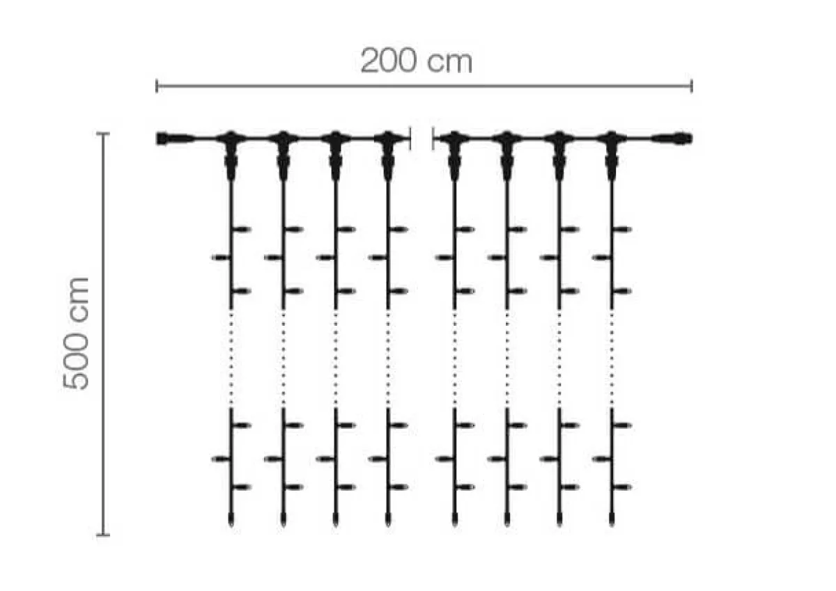 Luces De Navidad>DecoWoerner Sistema De Cortina De Luz LED Profesional IP67, 500 Cm Sin Cable De Alimentación, blanco
