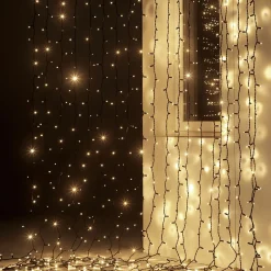 Luces De Navidad>DecoWoerner Sistema Profesional De Cortina De Luz LED IP67, 300 Cm Sin Cable De Alimentación, negro