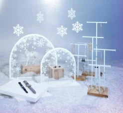 Expositores Para Tiendas>DecoWoerner Soporte De Joyería, Expositor En Forma De T 3 Piezas, Altura 28 Cm blanco