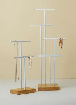 Expositores Para Tiendas>DecoWoerner Soporte De Joyería, Expositor En Forma De T 2 Piezas, Altura 32 Cm blanco