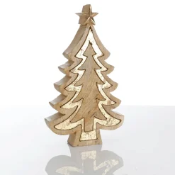 Figuras De Navidad>DecoWoerner Soporte De Madera "Abeto" De 26 Cm De Altura oro