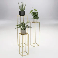 Expositores Para Tiendas|Macetas Y Artículos De Decoración>DecoWoerner Soporte Para Plantas Juego De Mesa Gold 3pcs. oro