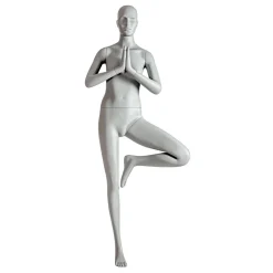 Maniquíes>DecoWoerner Sport Mannequin Lady Yoga Postura Del Arbol - Pierna Izquierda Levantada Gris
