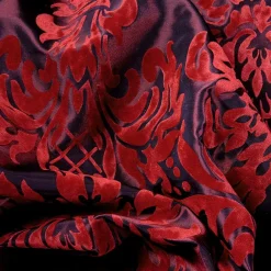 Telas>DecoWoerner Tafetán Con Flocado De Terciopelo, Anchura: 145 Cm, Color rojo