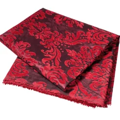Telas>DecoWoerner Tafetán Con Flocado De Terciopelo, Anchura: 145 Cm, Color rojo