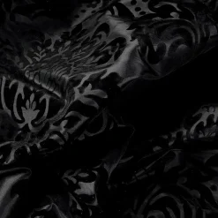 Telas>DecoWoerner Tafetán Con Flocado De Terciopelo, Anchura: 145 Cm, Color negro