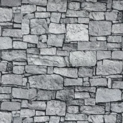 Telas>DecoWoerner Tejido Decorativo "Muro De Piedras", Anchura: 140 Cm Gris