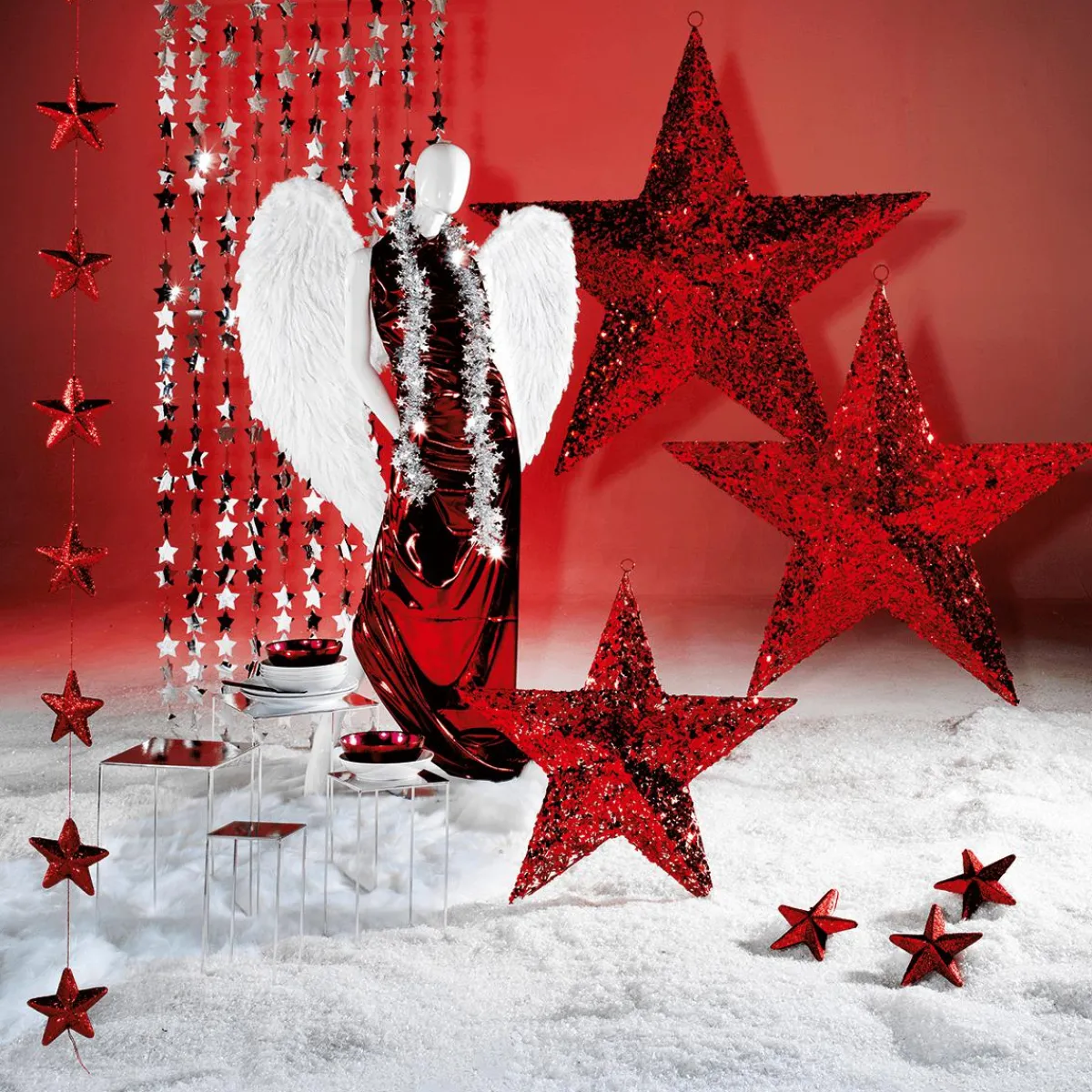 Telas>DecoWoerner Tela Brillante Jersey De Papel De Aluminio Roja, Anchura: 110 Cm rojo