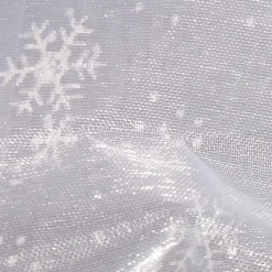 Decoración De Invierno|Telas>DecoWoerner Tela De Organza Copos De Nieve Anchura 150 Cm blanco
