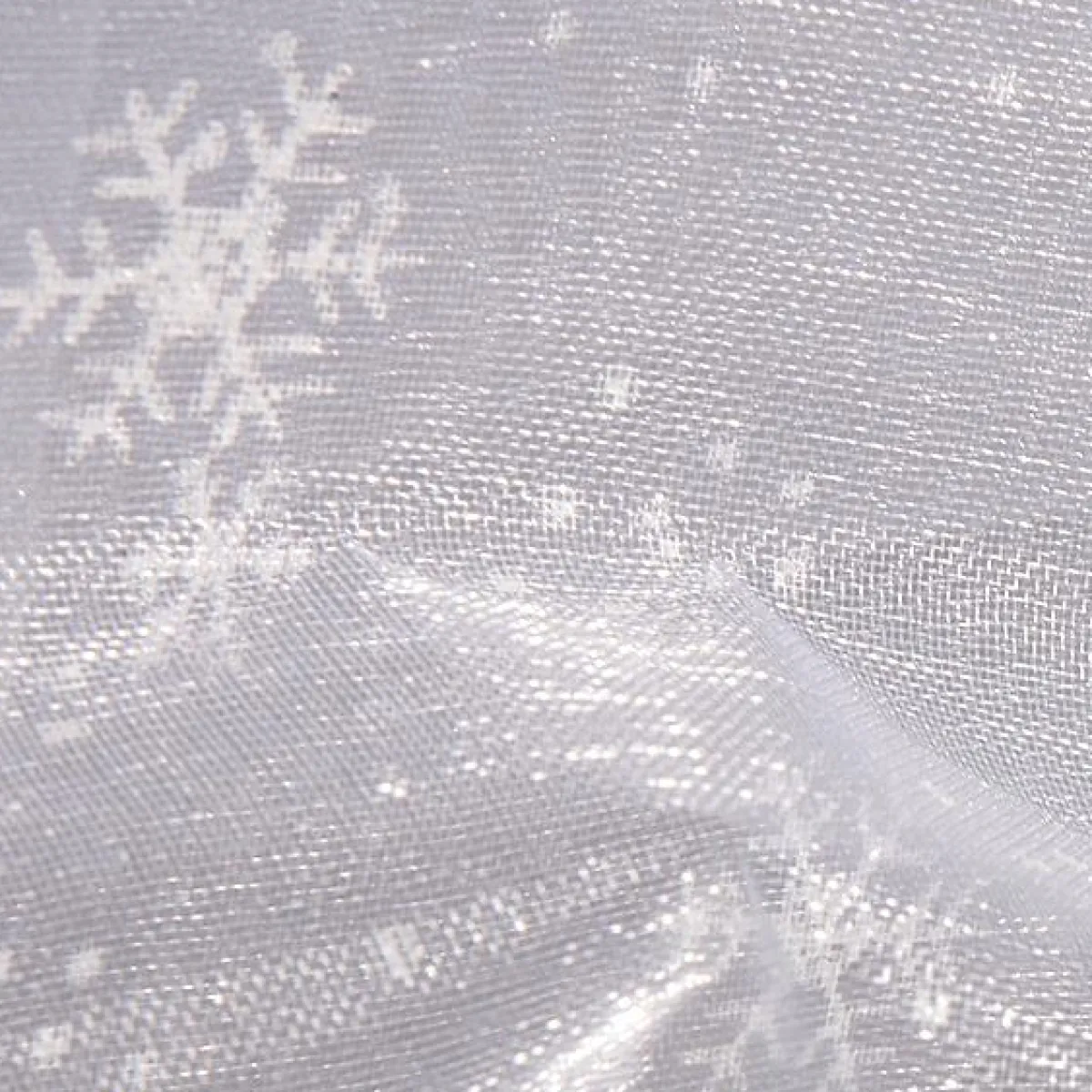 Decoración De Invierno|Telas>DecoWoerner Tela De Organza Copos De Nieve Anchura 150 Cm blanco