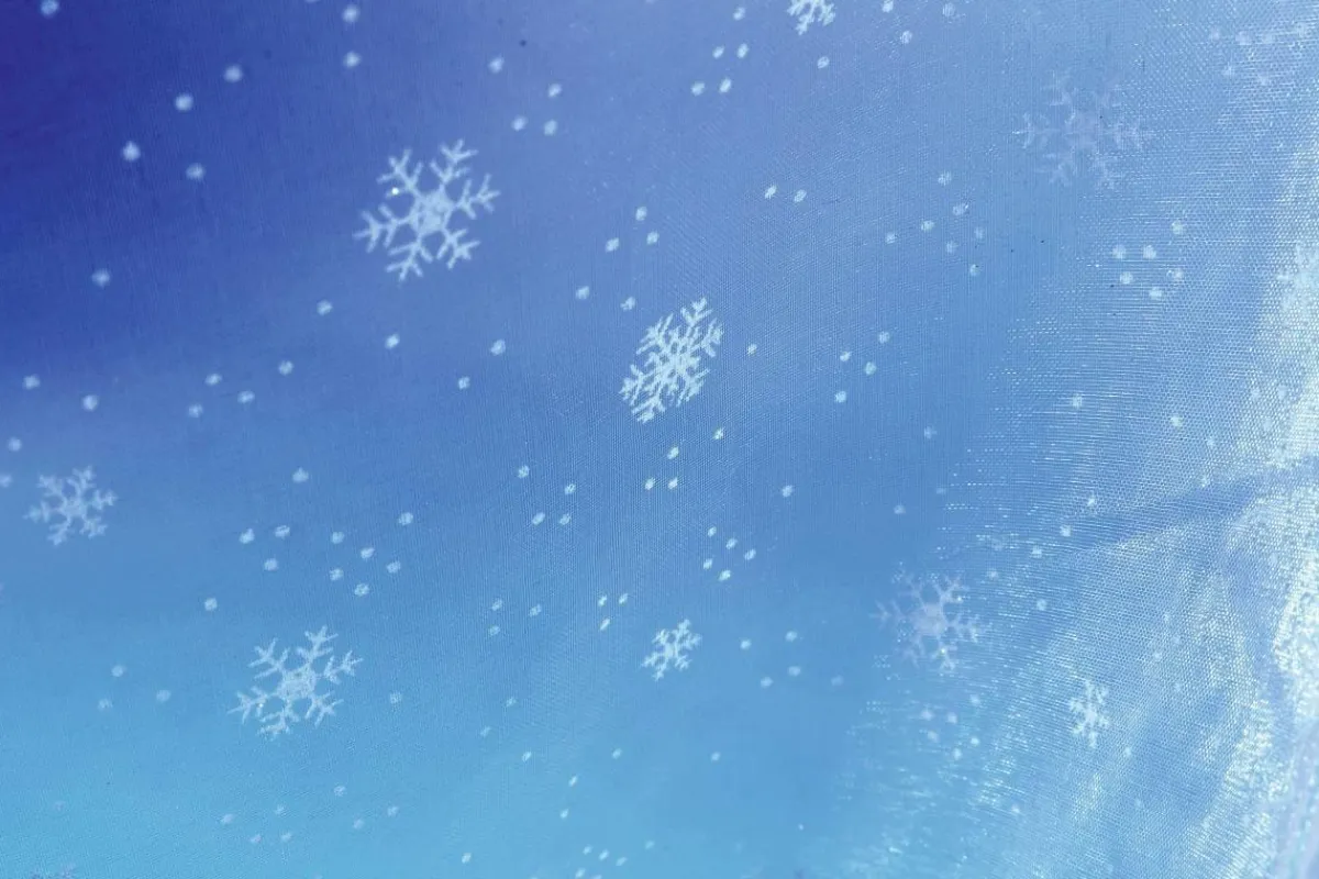 Decoración De Invierno|Telas>DecoWoerner Tela De Organza Copos De Nieve Anchura 150 Cm blanco