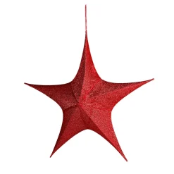 Estrella De Navidad>DecoWoerner Tela Decorativa Estrella Plegable Purpurina Roja Con Cremallera, 40 Cm rojo
