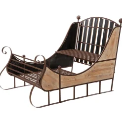 Decoración De Invierno|Decoración Navideña Xxl>DecoWoerner Trineo Decorativo Rústico Vintage 166 X 109 X 111 Cm Madera Y Metal marrón