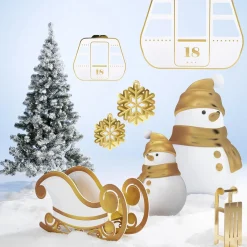 Decoración De Invierno|Figuras De Navidad>DecoWoerner Trineo / Blanco 97 Cm oro