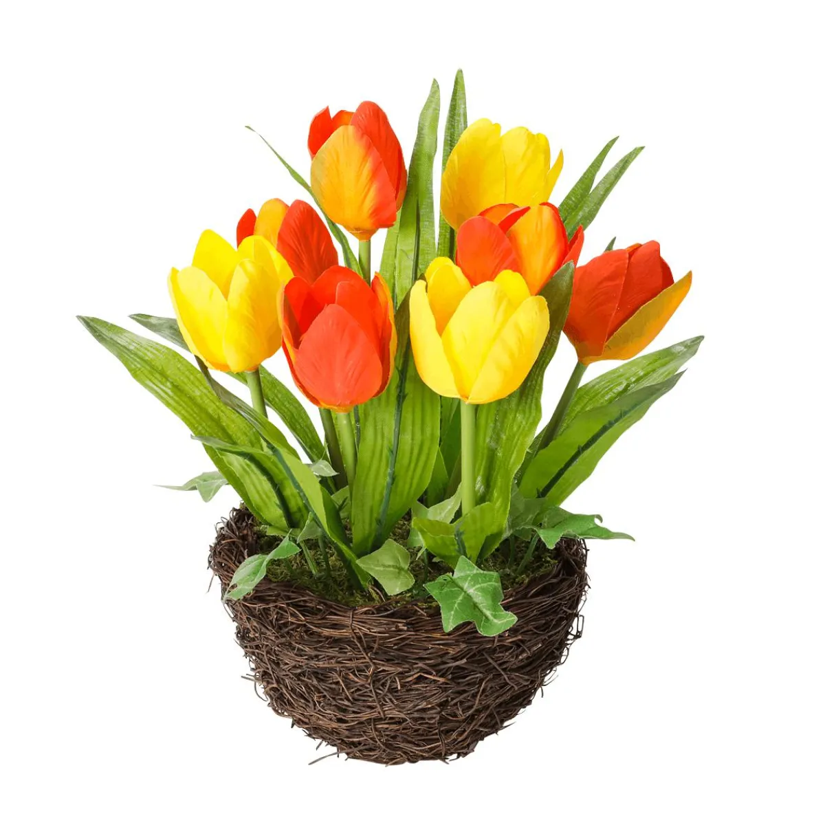 Decoración De Primavera|Flores Artificiales>DecoWoerner Tulipanes Artificiales En Cesta , 25 Cm naranja