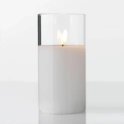 Figuras De Navidad>DecoWoerner Vela De Cera LED En Vidrio Transparente 7,5 X 12,5 Cm blanco