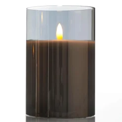 Luz Decorativa>DecoWoerner Vela De Cera LED En Vidrio Humo 10 X 15 Cm Gris