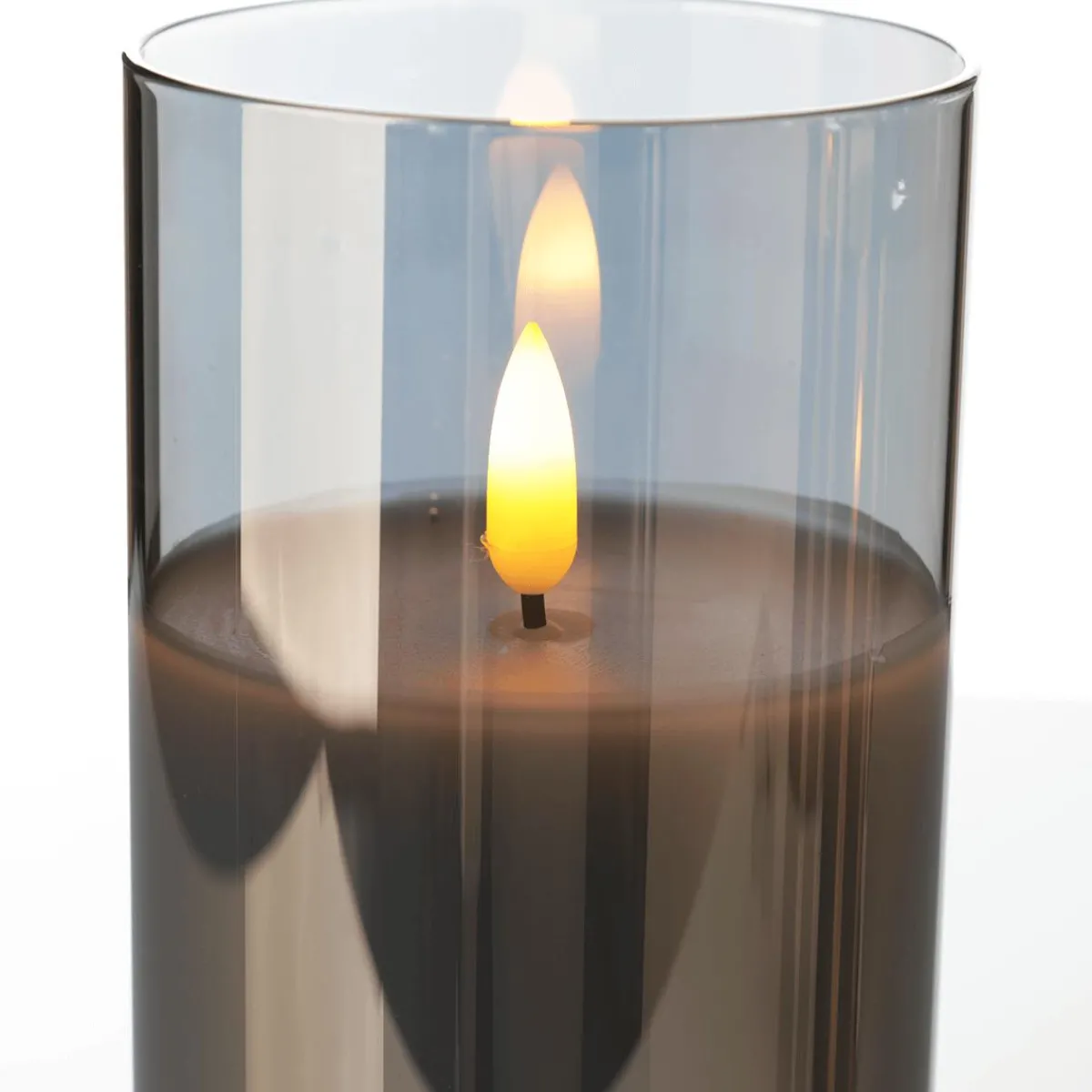 Luz Decorativa>DecoWoerner Vela De Cera LED En Vidrio Humo 10 X 15 Cm Gris