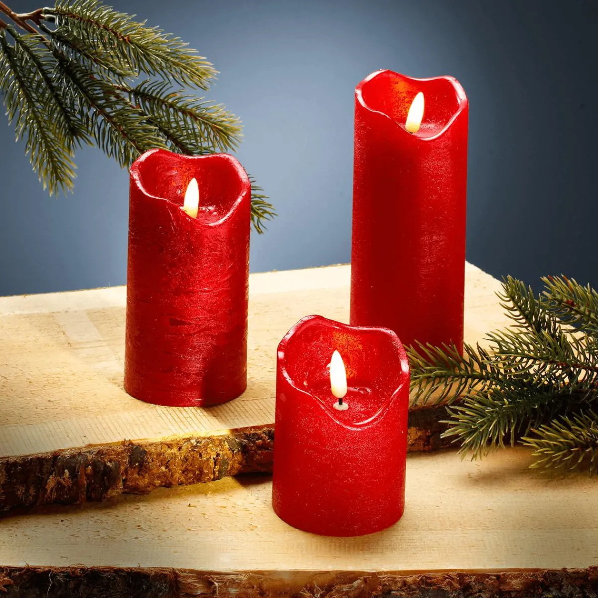 Luz Decorativa>DecoWoerner Vela De Cera LED Roja 7,5 Cm Ø, 12,5 Cm De Altura rojo