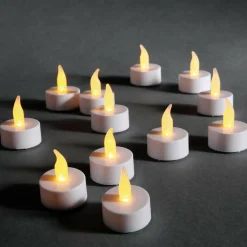Luz Decorativa>DecoWoerner Velas Para Té Con Baterías LED, Conjunto De 12 Piezas blanco
