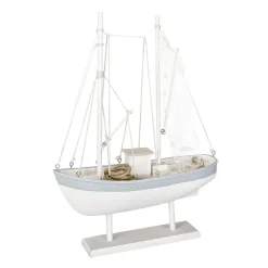 Decoración De Verano>DecoWoerner Velero De Madera 60 Cm X 43 Cm X 14 Cm blanco