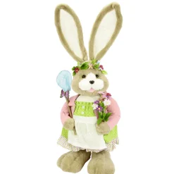 Decoración De Animales|Decoración De Pascua>DecoWoerner XXL Conejito De Pascua De Peluche Con Flores 92 Cm rosa